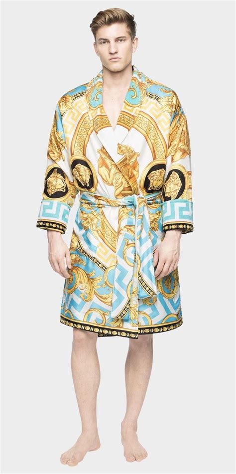 versace robe blue and gold|Versace personalized robe.